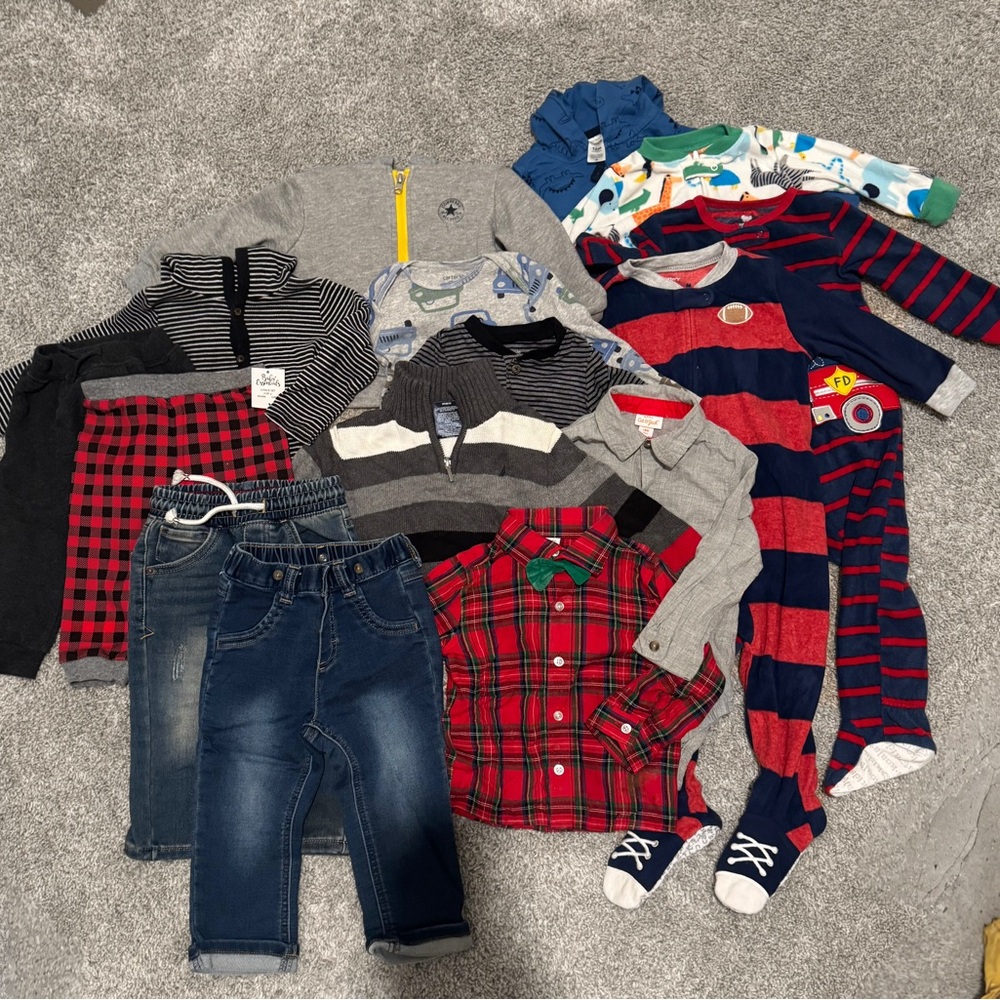 15 Piece Boys 12-18month Clothing Bundle with Christmas Outfits